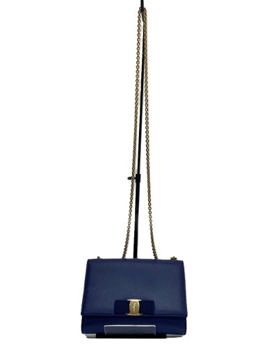 【中古】Salvatore Ferragamo◆ヴァラ/チェーンショルダーバッグ/PVC/ブルー【バッグ】 【中古】Salvatore Ferragamo◆ヴァラ/チェーンショルダーバッグ/PVC/ブルー【バッグ】