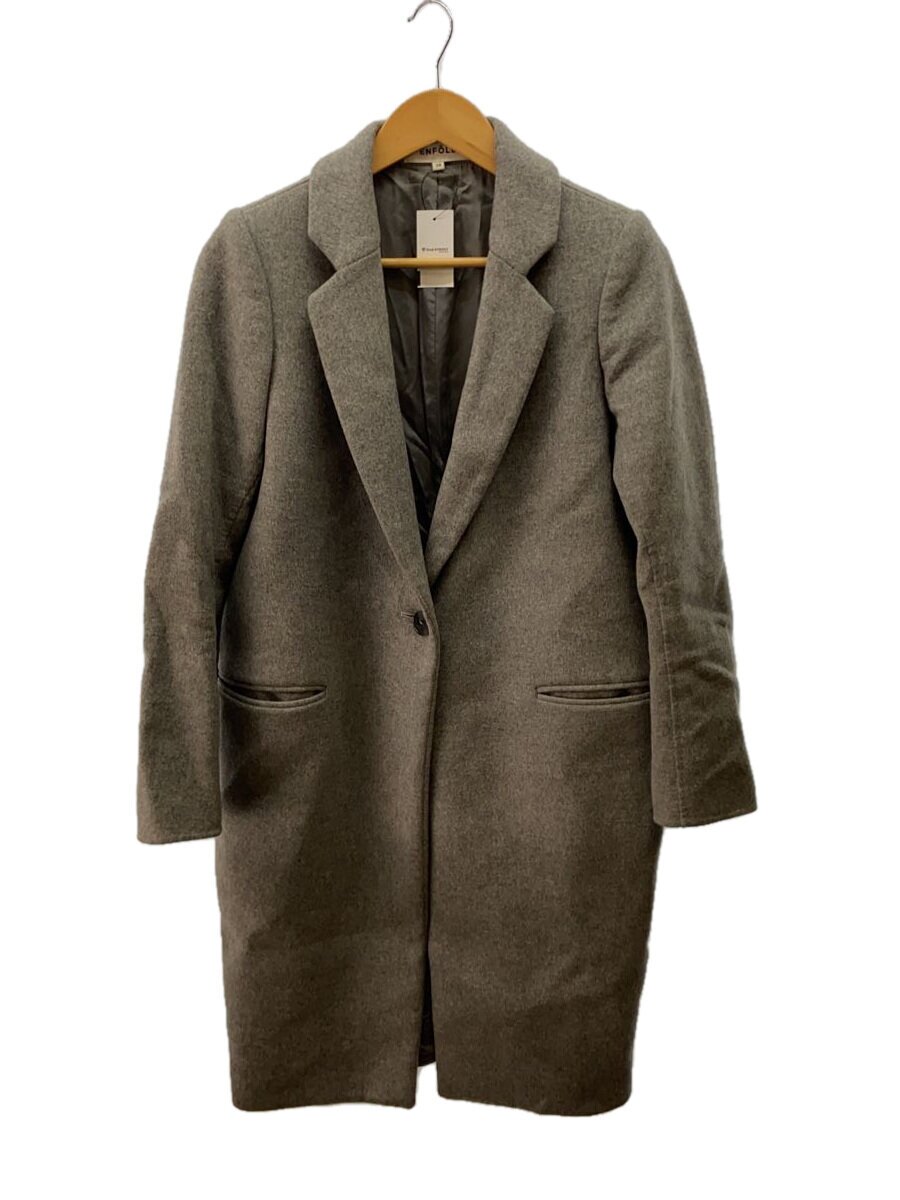 【中古】ENFOLD◆チェスターコート/38/ウール/GRY/アニマル/300AA630-1470【レディースウェア】