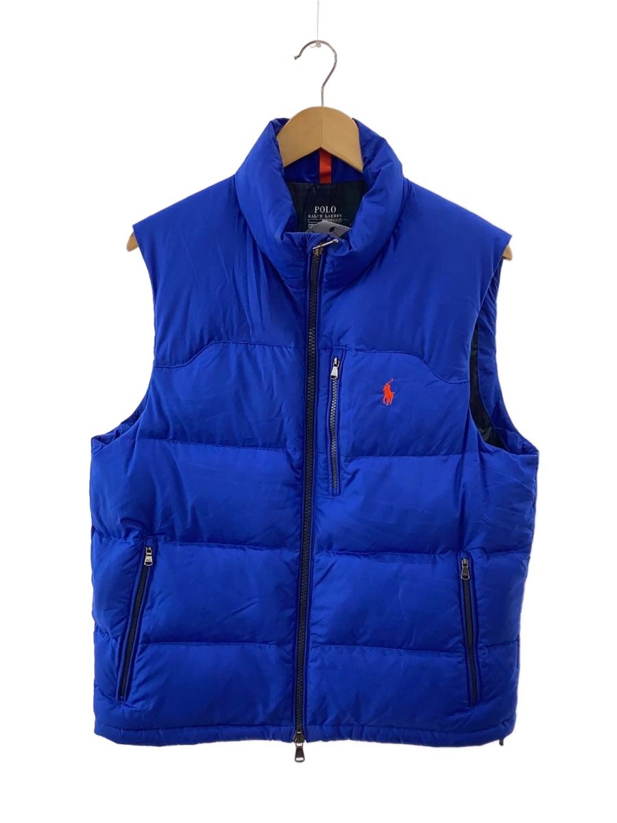 【中古】POLO RALPH LAUREN◆ダウンベスト/M/ナイロン/BLU【メンズウェア】