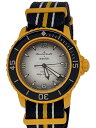 【中古】BLANCPAIN◆×Swatch PACIFICOCEANクォーツ腕時計/ナイロン/WHT/YLW/20250506日差+10//【服飾雑貨他】