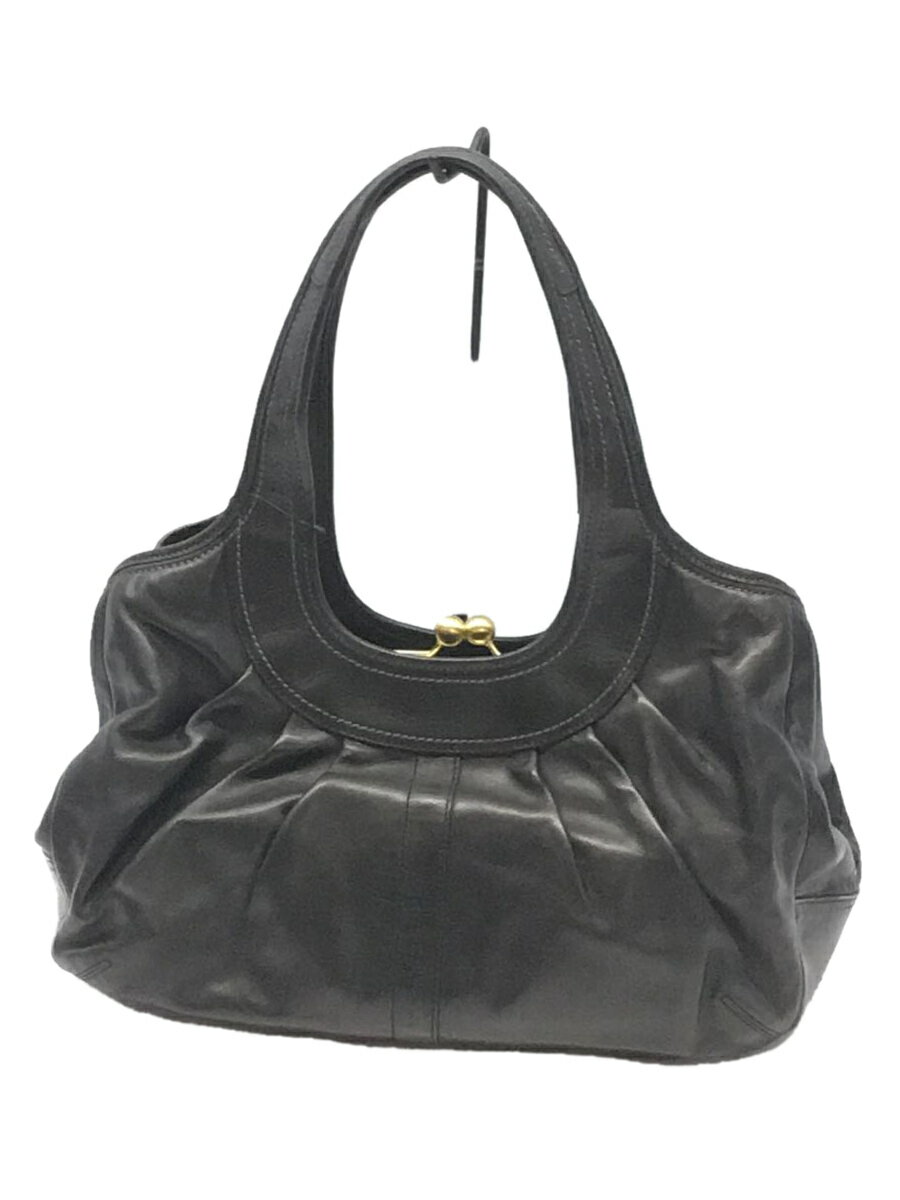 【中古】COACH◆エルゴ プリーテッド フレームド サッチェル/レザー/BLK/12248【バッグ】