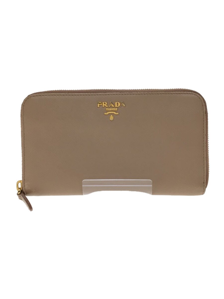 【中古】PRADA◆長サイフ/牛革/BEG/レディース【服飾雑貨他】