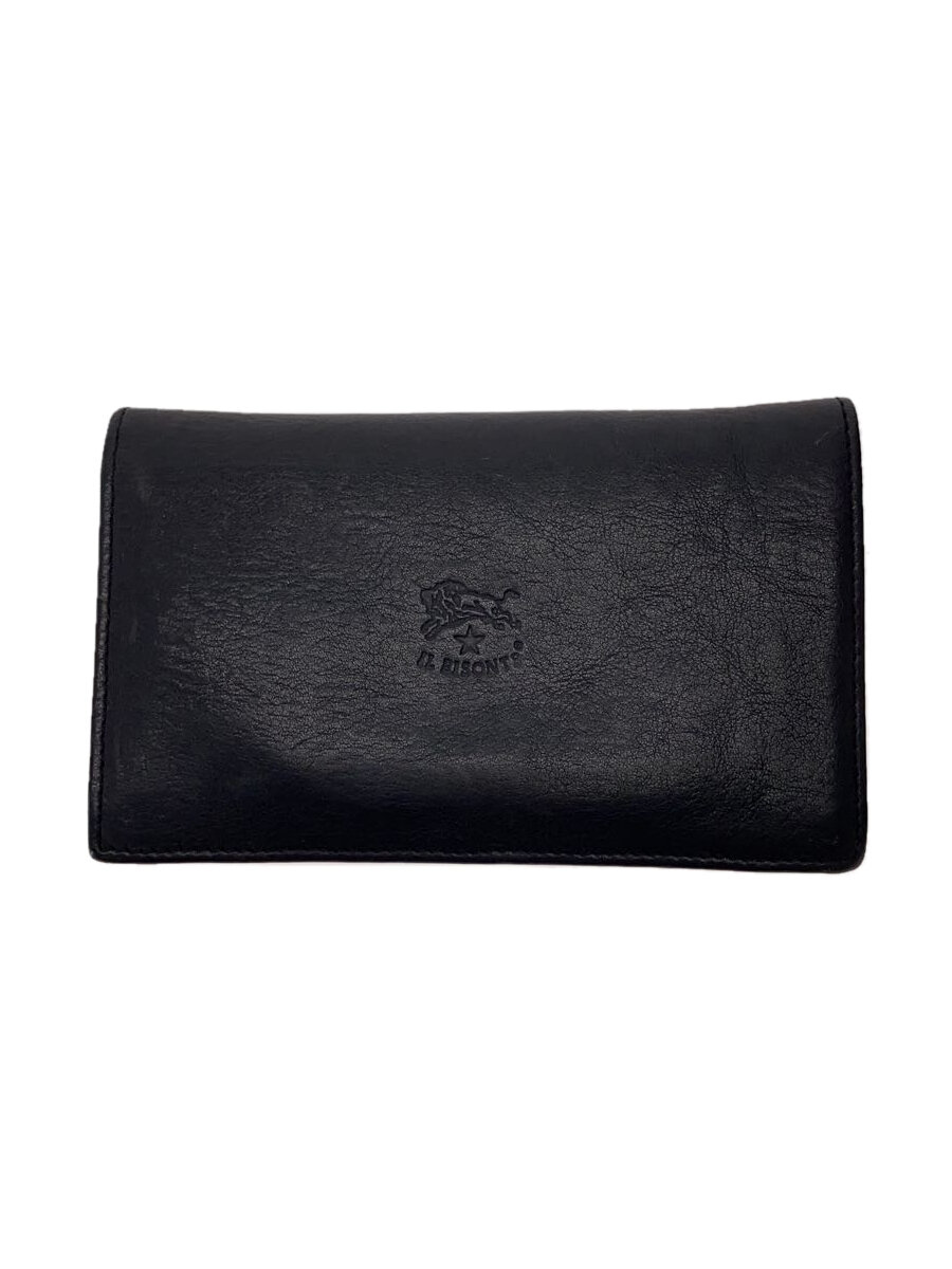 【中古】IL BISONTE◆2つ折り財布/レザー/BLK/メンズ【服飾雑貨他】