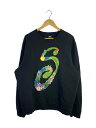 【中古】STUSSY◆スウェット/XL/コットン/BLK/無地/Floral S Crew【メンズウェア】