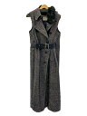 【中古】sacai◆19AW/レザー切替ドッキングベスト/コート/4/ウール/GRY/無地/19-04750/ロングジレ【レディースウェア】(4)