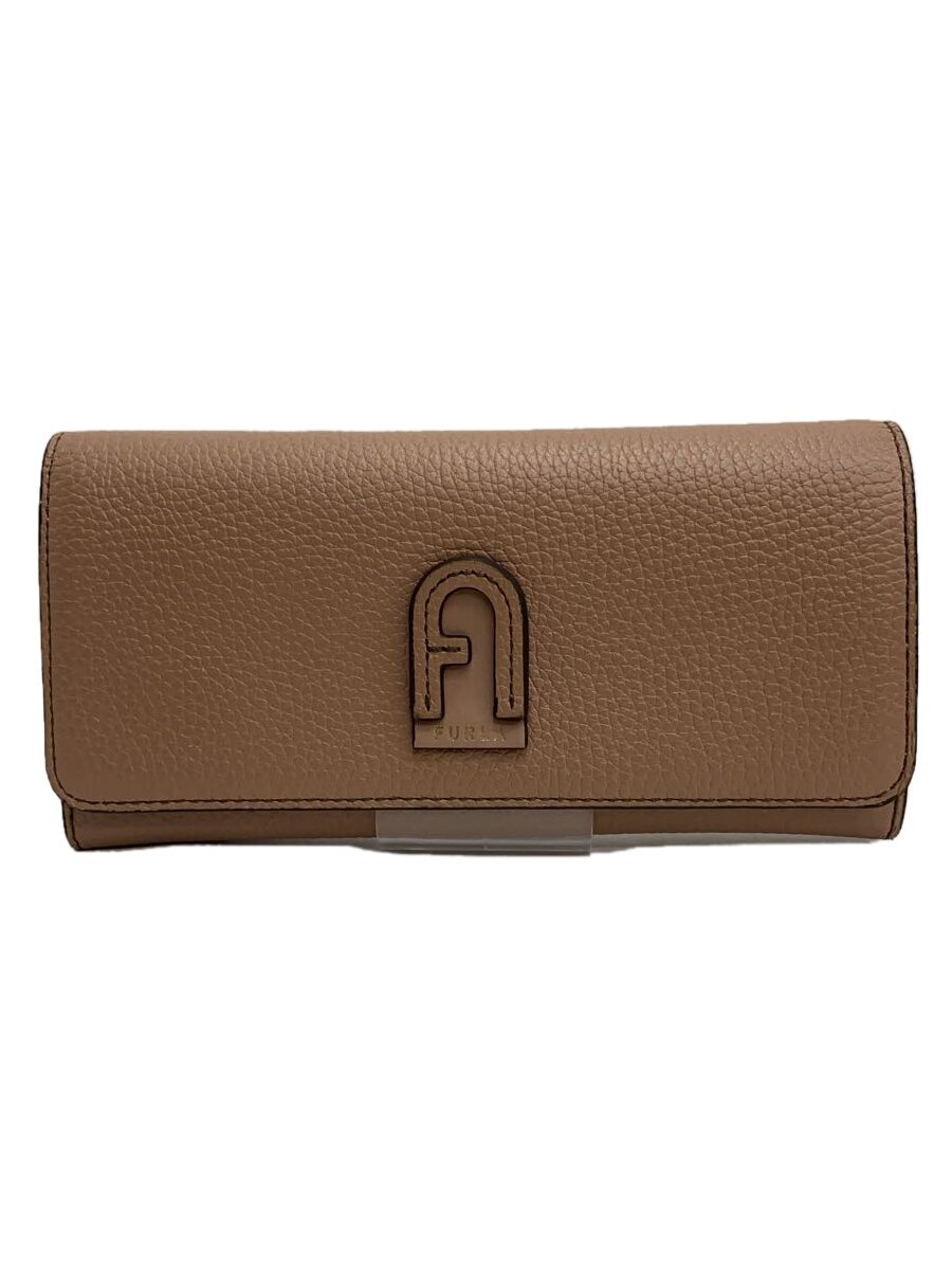 【中古】FURLA◆長財布/レザー/PNK/無�