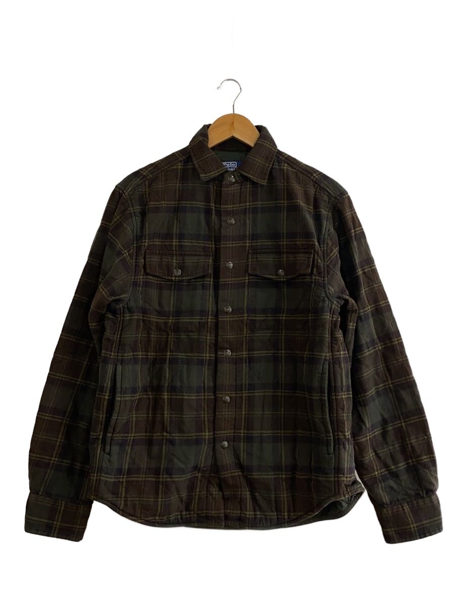 POLO RALPH LAUREN◆現行品/チェック/ブラッシュドフランネルオーバーシャツ/ジャケット/S/コットン/KHK/チェック