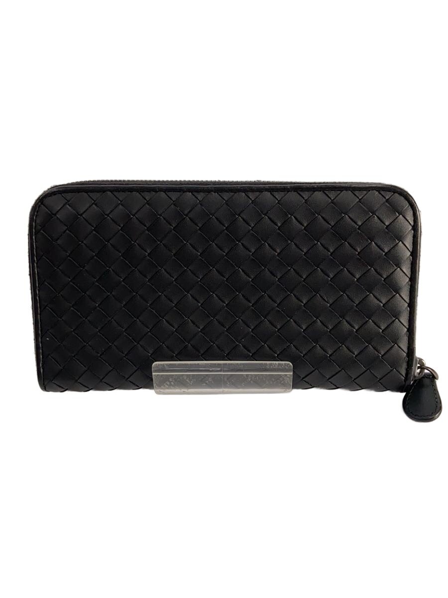 【中古】BOTTEGA VENETA◆長財布/レザー/BLK/無地/メンズ【服飾雑貨他】