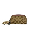 【中古】COACH◆ポーチ/レザー/BRW/総柄【バッグ】