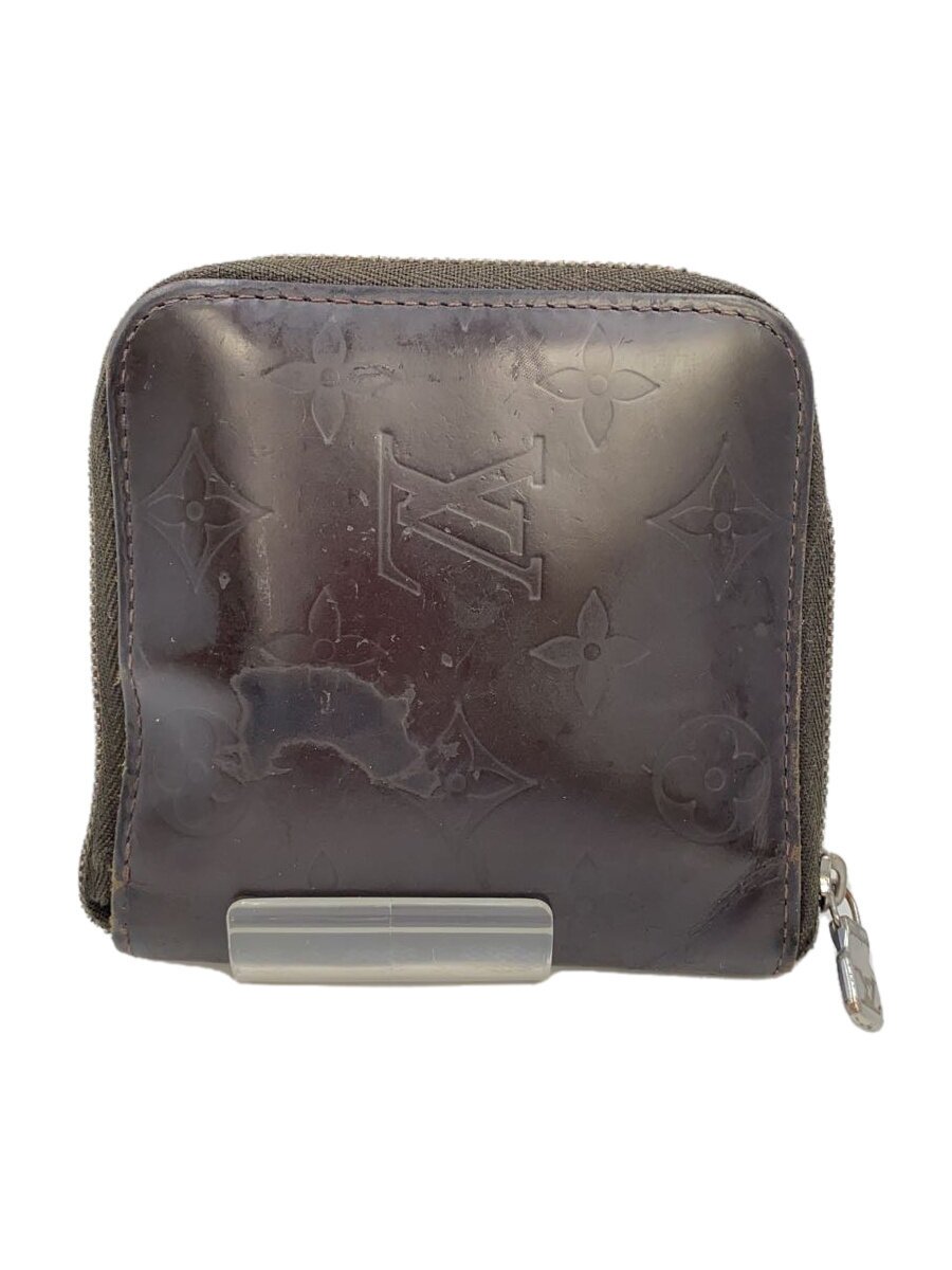 【中古】LOUIS VUITTON◆ポルト・ビエ・モネ・ジップ_モノグラム・グラセ_BLK/レザー/BLK/メンズ【服飾雑貨他】