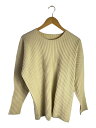 【中古】HOMME PLISSE ISSEY MIYAKE◆プリーツカットソー/2/ポリエステル/ベージュ/汚れ有/HP83JK140【メンズウェア】