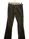 【中古】TORNADO MART◆ブーツカットパンツ/M/コットン/BRW/ストライプ【メンズウェア】