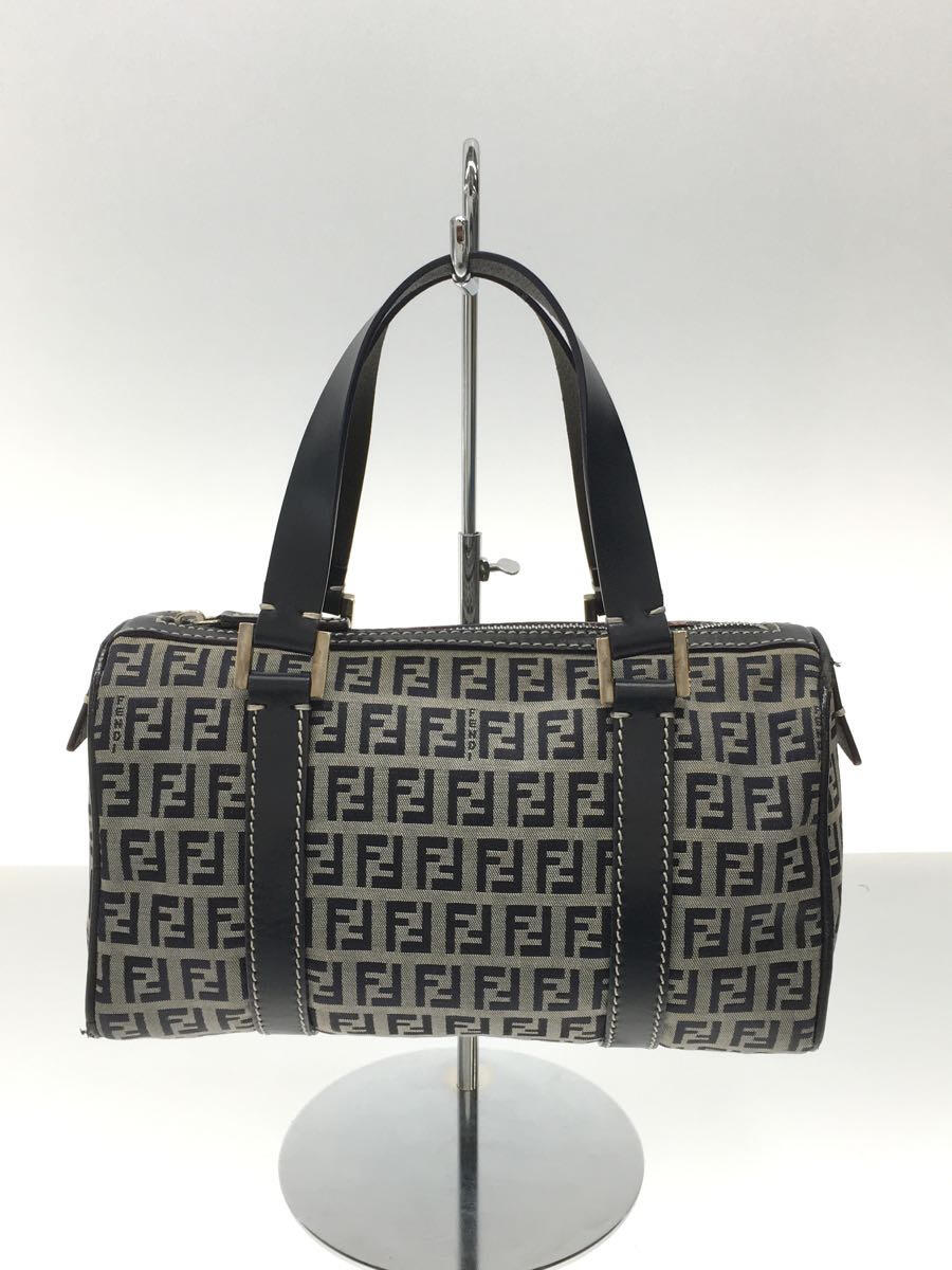 【中古】FENDI◆ハンドバッグ/キャンバス/GRY/総柄【バッグ】