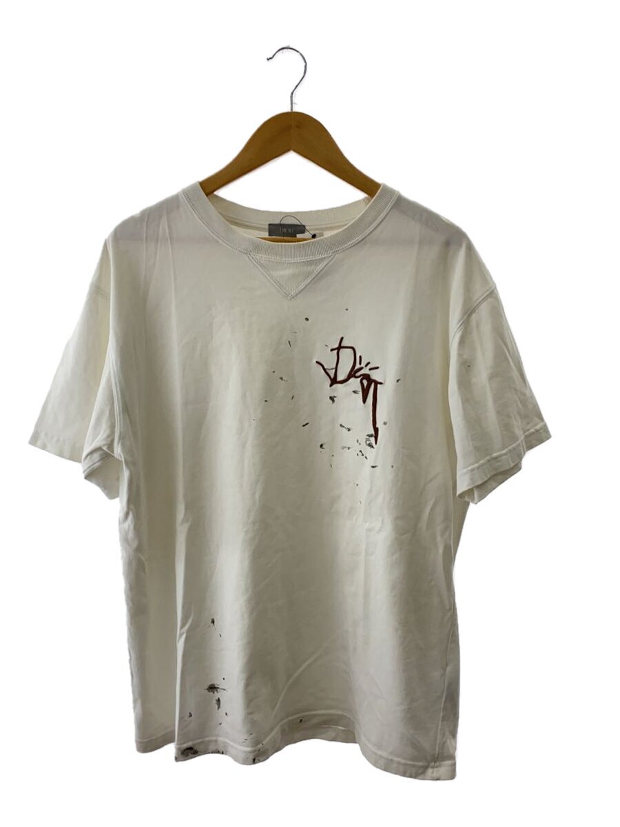【中古】Dior HOMME◆Tシャツ/M/コットン/WHT/無地/283J685B0554/首汚れ有【メンズウェア】