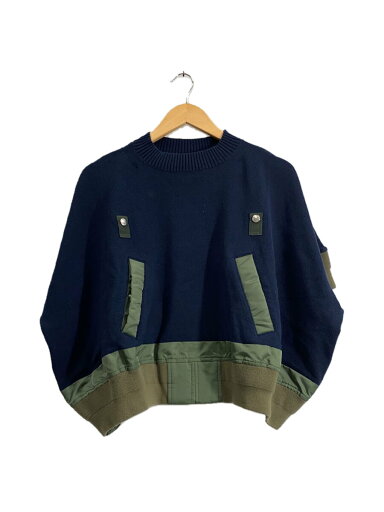 【中古】sacai◆ニット・セーター(厚手)/2/コットン/NVY/22-05962【レディースウェア】 【中古】sacai◆ニット・セーター(厚手)/2/コットン/NVY/22-05962【レディースウェア】