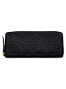 【中古】LOUIS VUITTON◆ポルト・フォイユ・クレマンス_モノグラム・アンプラント_BLK/レザー/BLK/モノグラム/メンズ【服飾雑貨他】