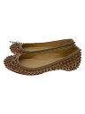 【中古】Christian Louboutin◆内側汚れ有/スタッズ/フラットパンプス/34/ベージュ【シューズ】