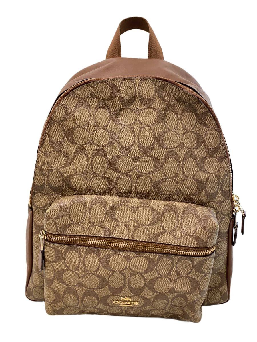【中古】COACH◆リュックサック_シグネチャー_ブラウン/PVC/ブラウン【バッグ】
