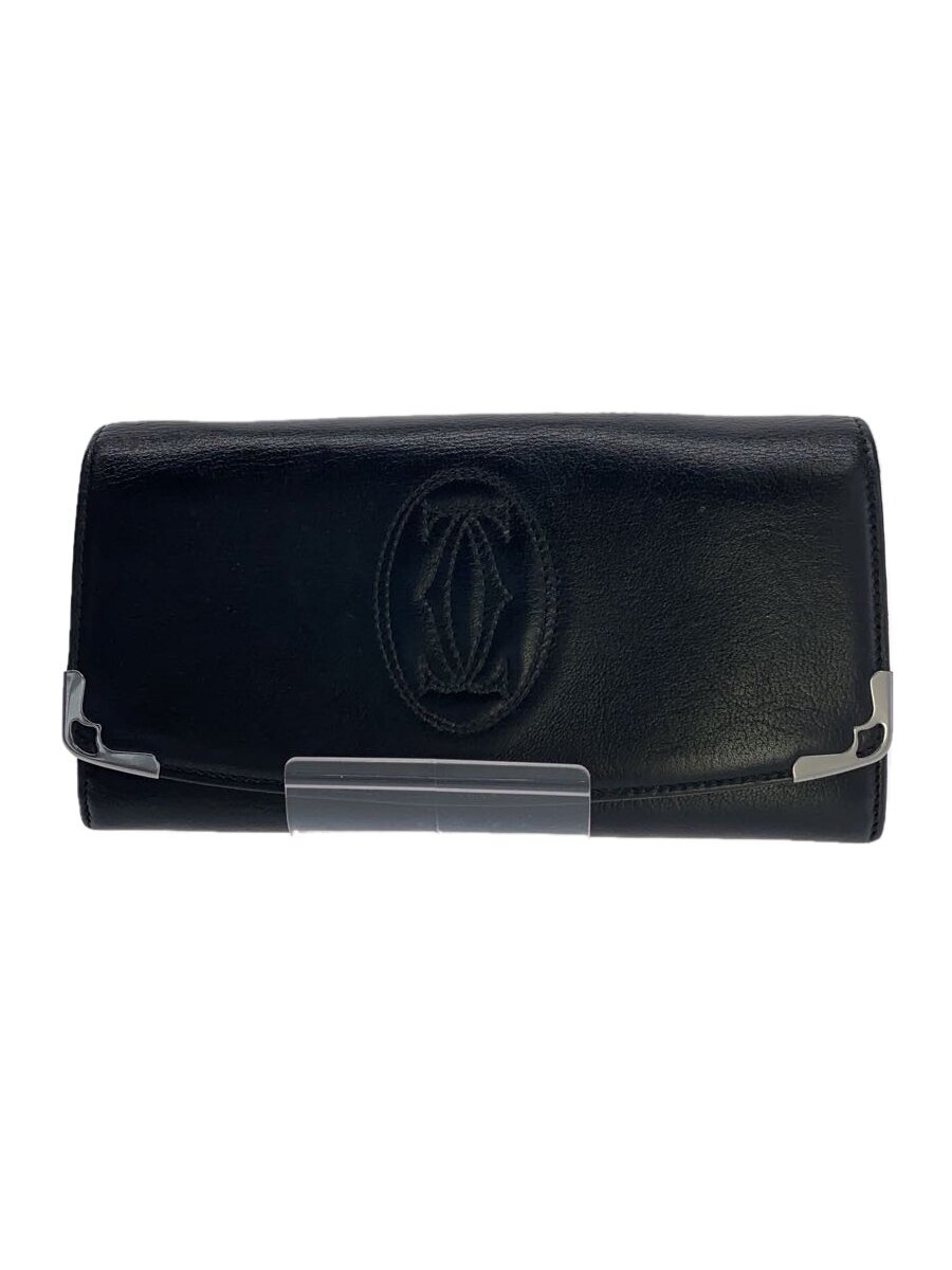 【中古】Cartier◆長財布/レザー/ブラ