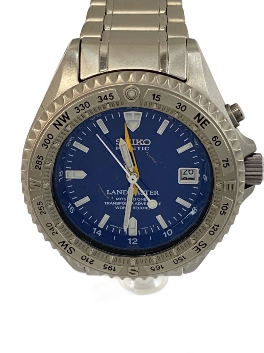 【中古】SEIKO◆自動巻腕時計/アナログ/ステンレス/ブルー/シルバー/SS/5M45-6A01/?...