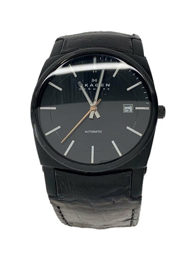 【中古】SKAGEN◆ベルト擦れ風防キズ/自動巻腕時計/アナログ/レザー/BLK/BLK/J7159LBLB【服飾雑貨他】 【中古】SKAGEN◆ベルト擦れ風防キズ/自動巻腕時計/アナログ/レザー/BLK/BLK/J7159LBLB【服飾雑貨他】