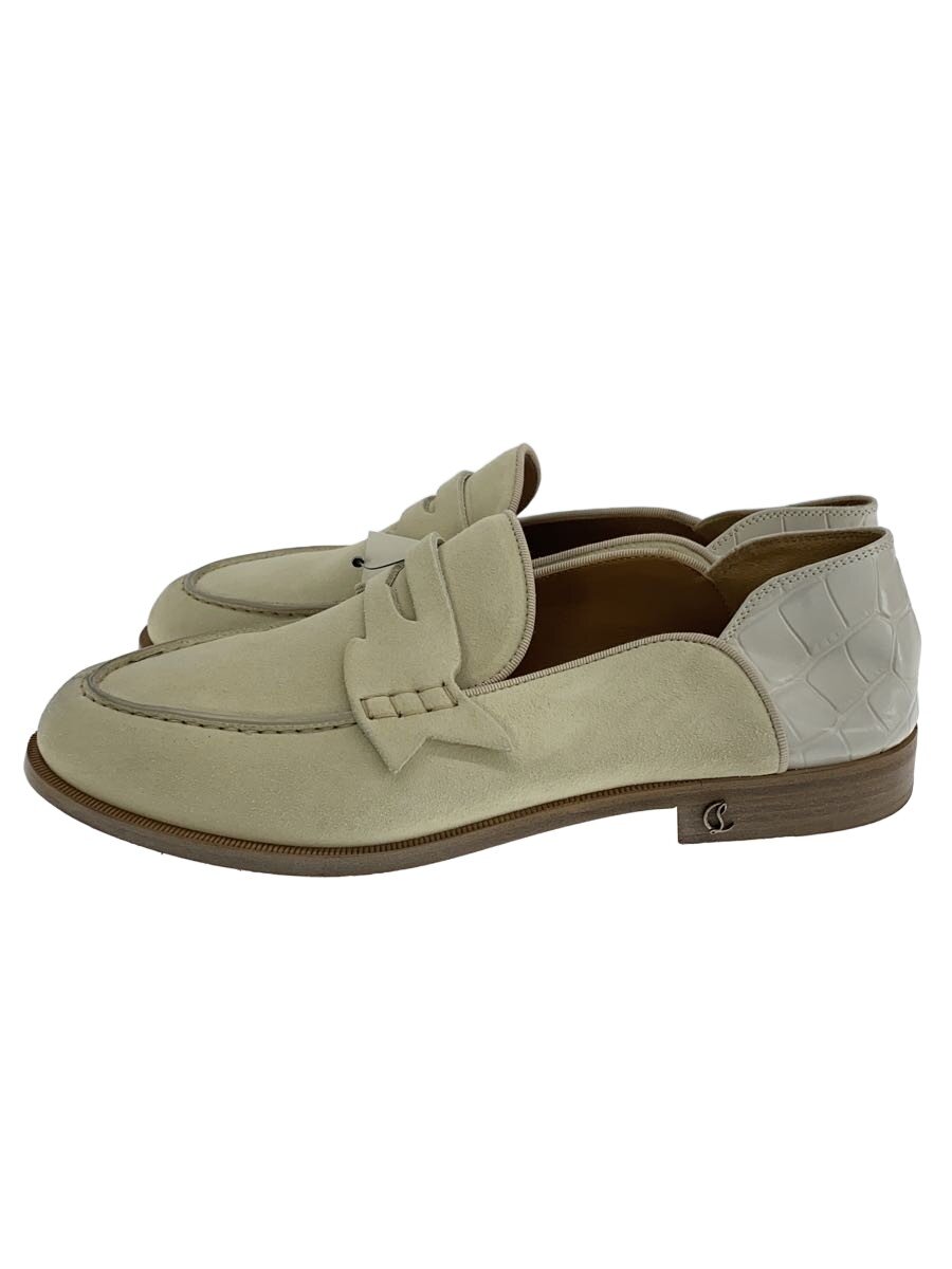 【中古】Christian Louboutin◆ペニーローファー/コインローファー/切替/41.5/WHT/スウェード//【シューズ】