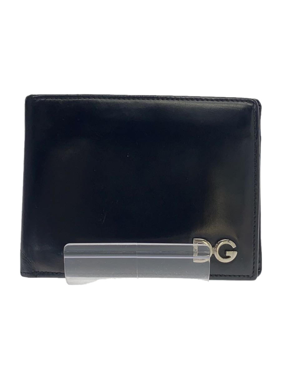 【中古】DOLCE&GABBANA◆2つ折り財布/レザー/BLK/メンズ【服飾雑貨他】