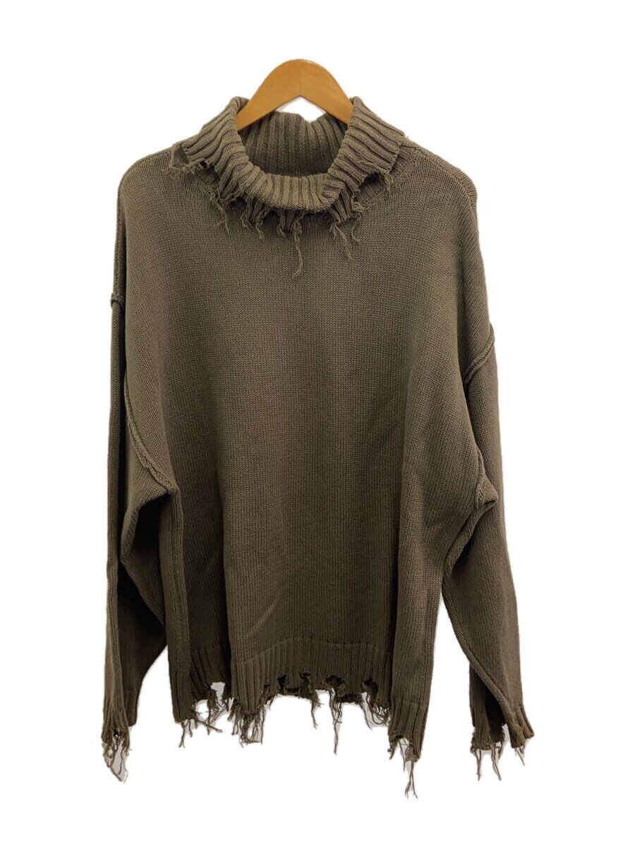 VICTIM◆DAMEGE TURTLE KNIT/ダメージタートルネックニット/KHK/無地/VTM-20-N-126