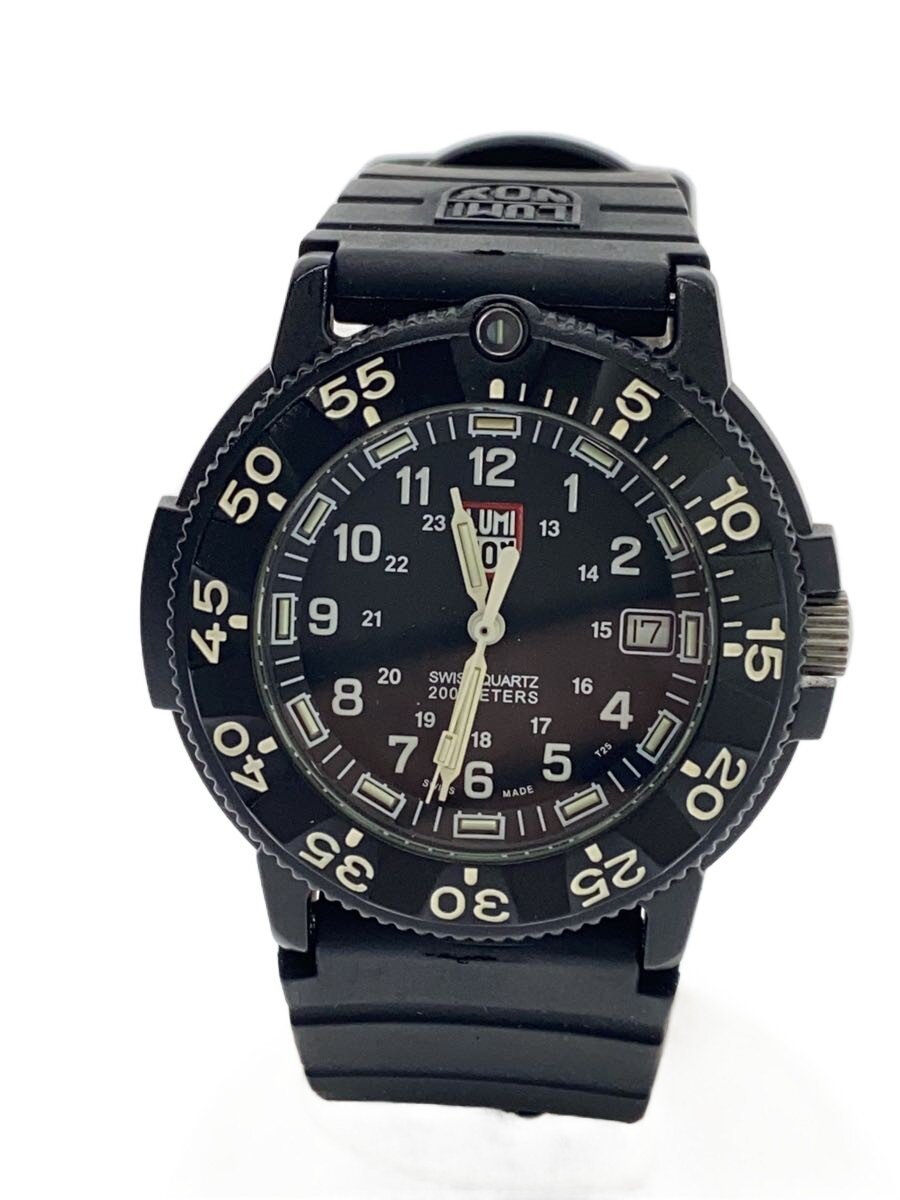 【中古】LUMINOX◆クォーツ腕時計/アナログ/ラバー/ブラック/ブラック/3000/3900V3【服飾雑貨他】