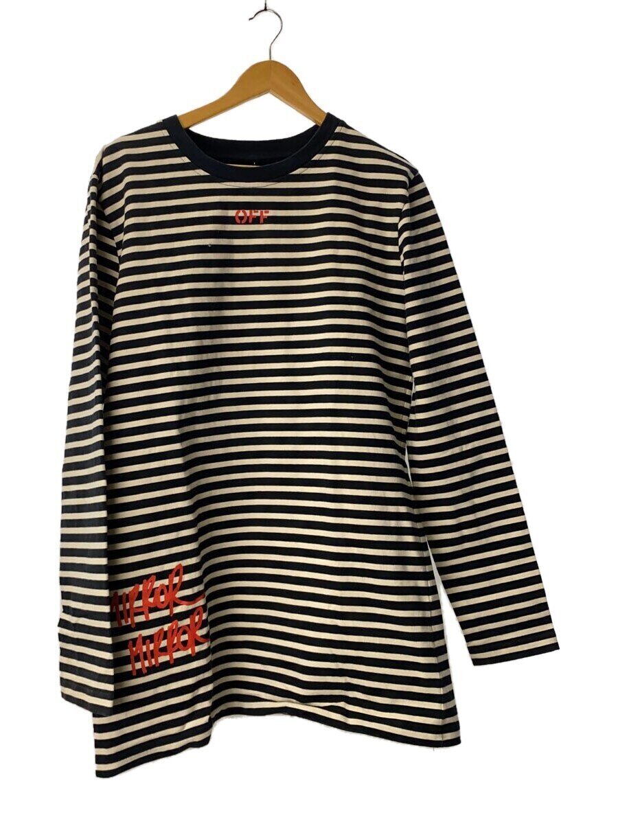 【中古】OFF-WHITE◆長袖Tシャツ/M/コットン/ボーダー//【メンズウェア】
