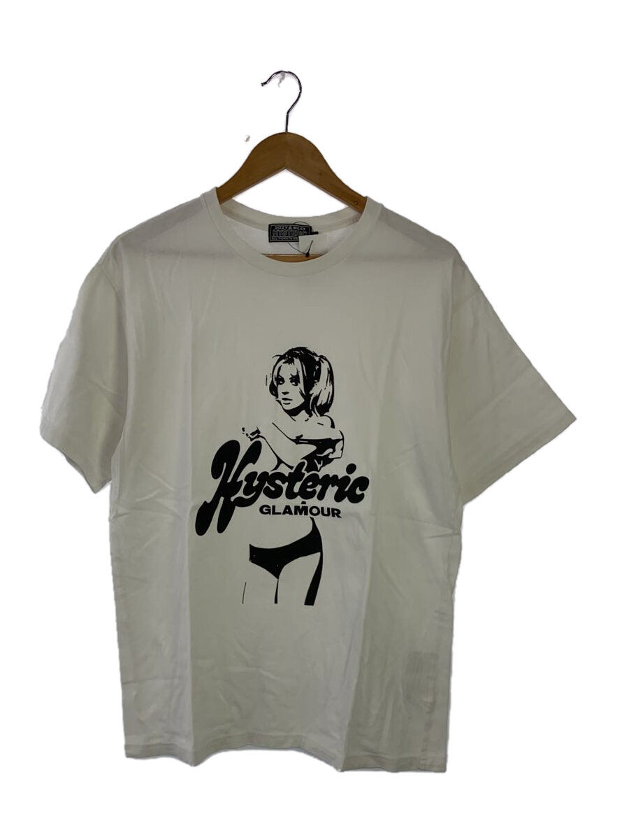 【中古】HYSTERIC GLAMOUR◆STARING GIRL/Tシャツ/L/コットン/WHT/02233CT08【メンズウェア】