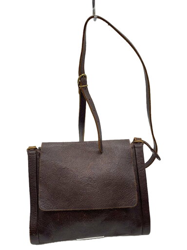 【中古】IL BISONTE◆ショルダーバッグ/レザー/BRW/無地【バッグ】 【中古】IL BISONTE◆ショルダーバッグ/レザー/BRW/無地【バッグ】