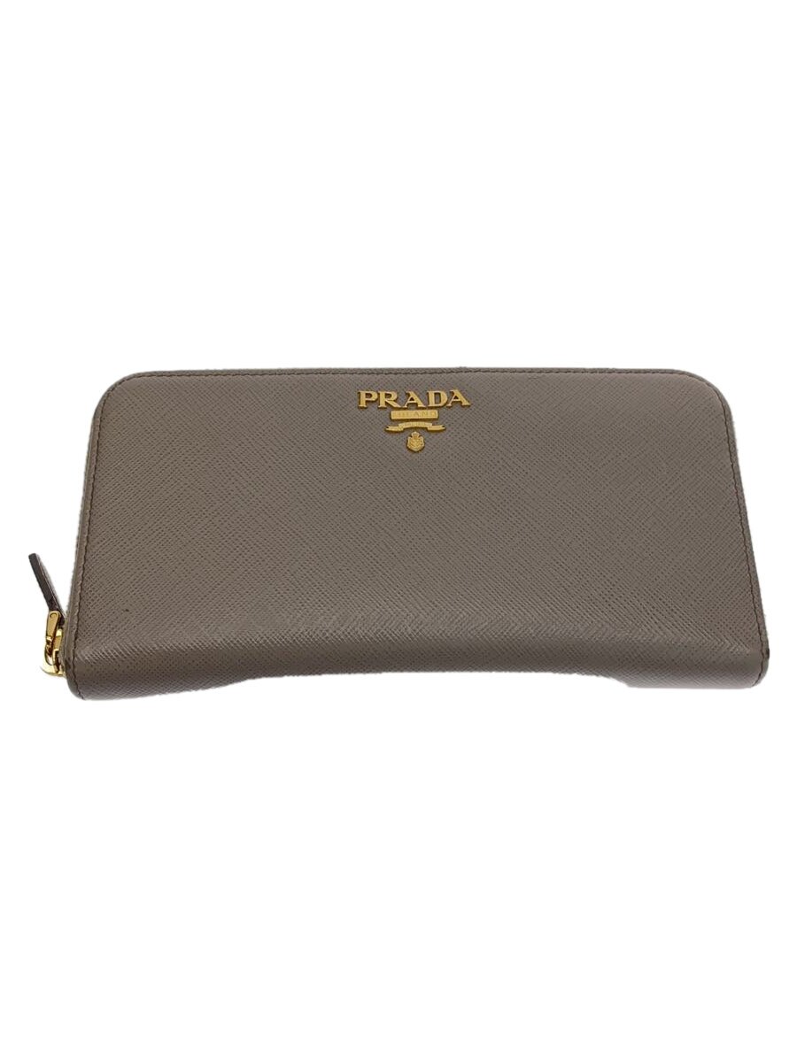 【中古】PRADA◆長サイフ/牛革/GRY/レディース【服飾雑貨他】