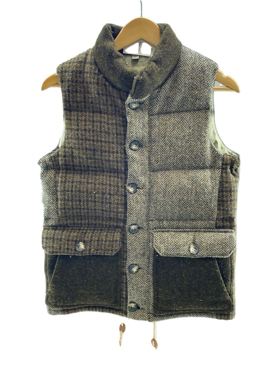 【中古】BEAUTY YOUTH UNITED ARROWS◆HARRIS TWEED/ダウンベスト/S/ウール/BRW/1225-139-6300【メンズウェア】