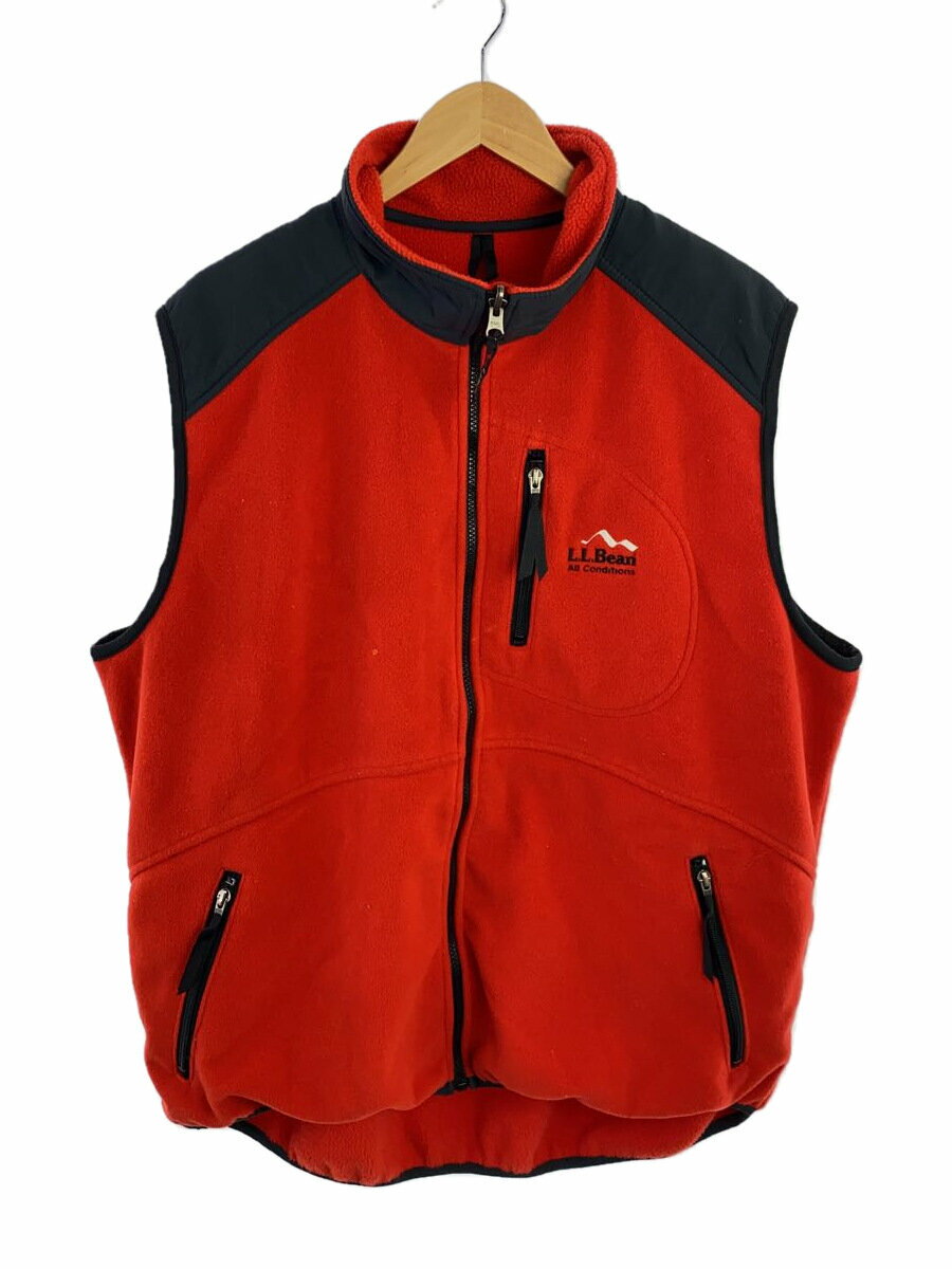 【中古】L.L.Bean◆フリースベスト/XL/ポリエステル/RED【メンズウェア】