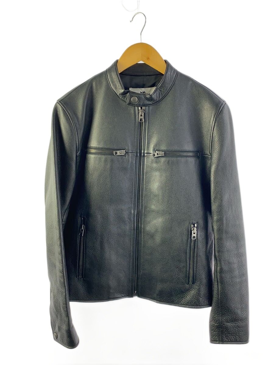 【中古】COACH◆コーチ/シングルライダースジャケット/S/牛革/黒/ブラック/無地/F86594【メンズウェア】