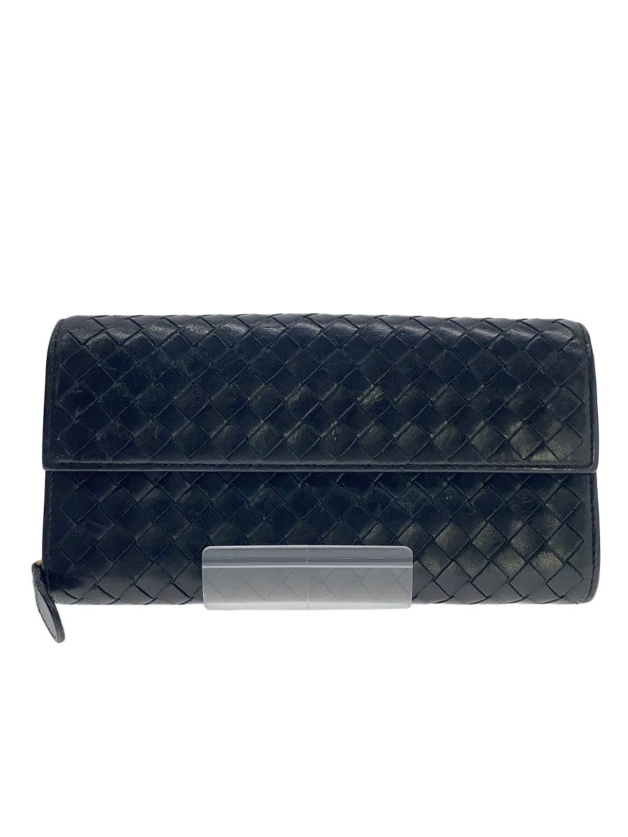 【中古】BOTTEGA VENETA◆長財布/レザー/BLK/無地/メンズ/150509-V0013 1000【服飾雑貨他】
