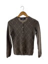 【中古】BROOKS BROTHERS◆カーディガン(厚手)/XS/カシミア/BEG/総柄/カシミヤ100/アーガイル柄【レディースウェア】