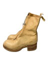 【中古】GUIDI◆ユニセックス/ショートブーツ/ジップアップ/37/BEG/レザー【シューズ】