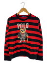 【中古】POLO RALPH LAUREN◆ポロベア/パンクベア/スウェット/M/コットン/RED/ボーダー【メンズウェア】