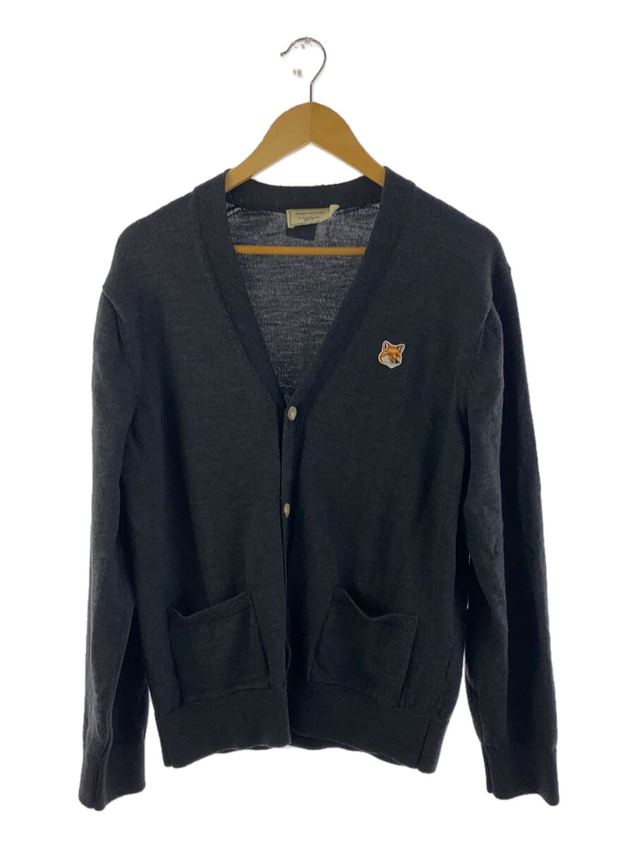 【中古】MAISON KITSUNE◆メゾンキツネ/FOX HEAD PATCH CLASSIC CARDIGAN/カーディガン/L/レーヨン/グレー【メンズウェア】