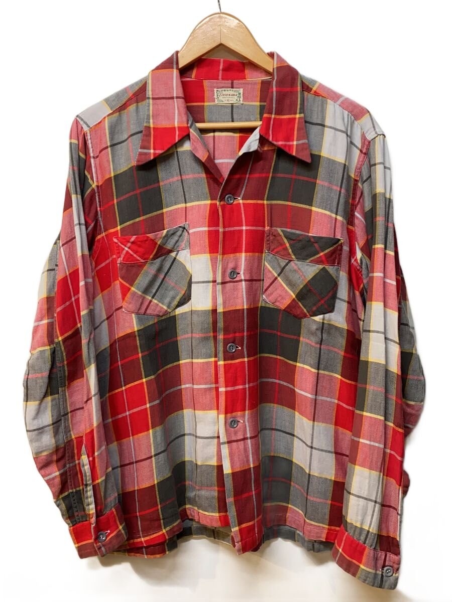 ENSENADA/50s/VINTAGE/Plaid Open Collar Shirt/オープンカラーシャツ/XL