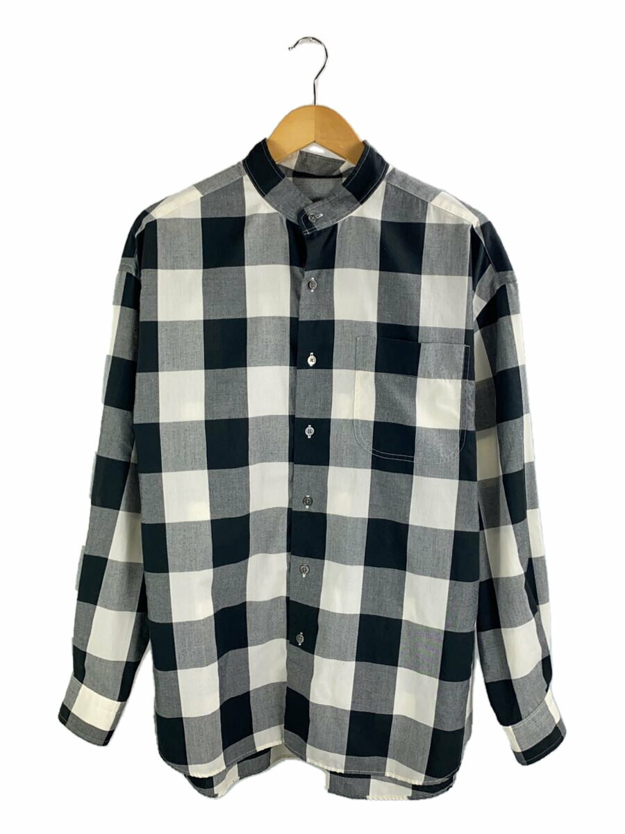 【中古】Porter Classic◆BLOCK CHECK STAND COLLAR SHIRT/長袖シャツ/2/ポリエステル/BLK/チェック【メンズウェア】