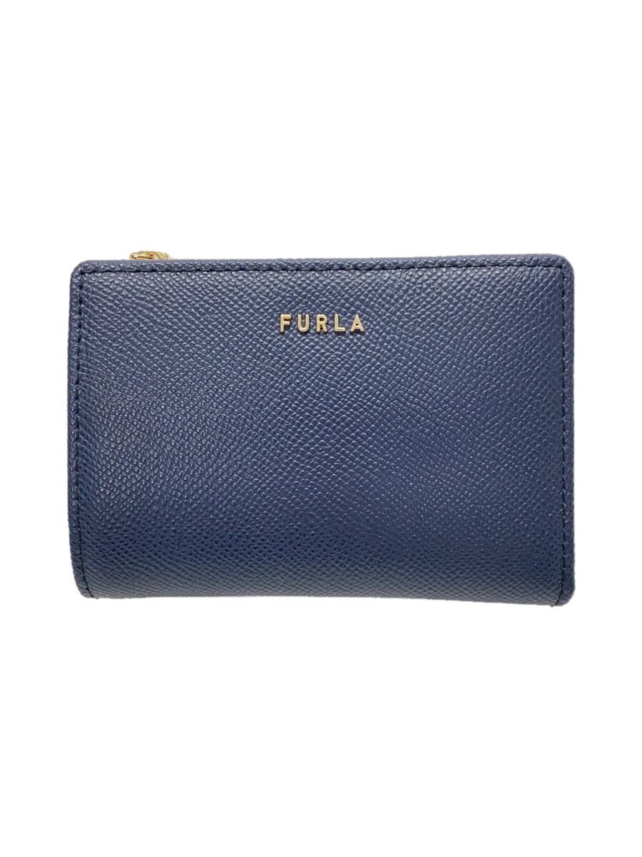 【中古】FURLA◆2つ折り財布/NVY/レデ�