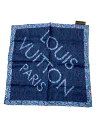 【中古】LOUIS VUITTON◆ハンカチーフ/ポケットチ-フ/ストール/シルク/NVY/総柄/メンズ【服飾雑貨他】