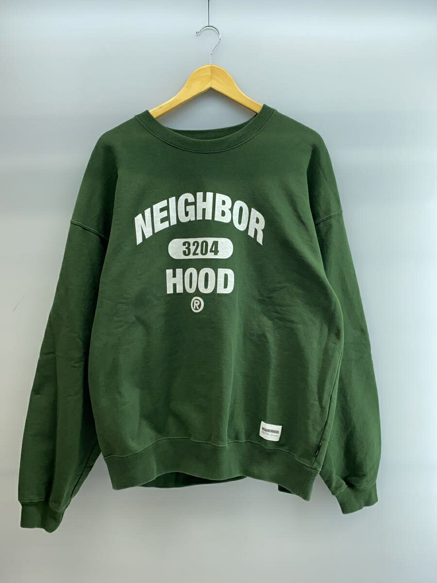 【中古】NEIGHBORHOOD◆COLLEGE SWEATSHIRT LS/スウェット/XL/コットン/GRN/231FPNH-CSM01【メンズウェア】