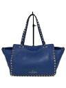 【中古】VALENTINO◆ロックスタッズトート/トートバッグ/レザー/BLU【バッグ】(4)