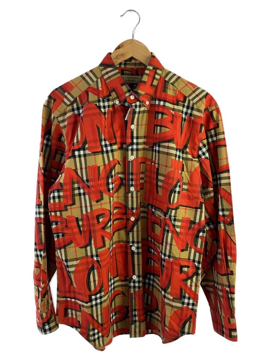 【中古】BURBERRY◆Graffiti Print Vintage Check Shirt/L/コットン/チェック/8002928【メンズウェア】