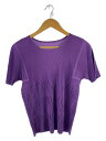 【中古】PLEATS PLEASE ISSEY MIYAKE◆プリーツ加工半袖カットソー/3/ポリエステル/パープル/PP93-FK882【レディースウェア】