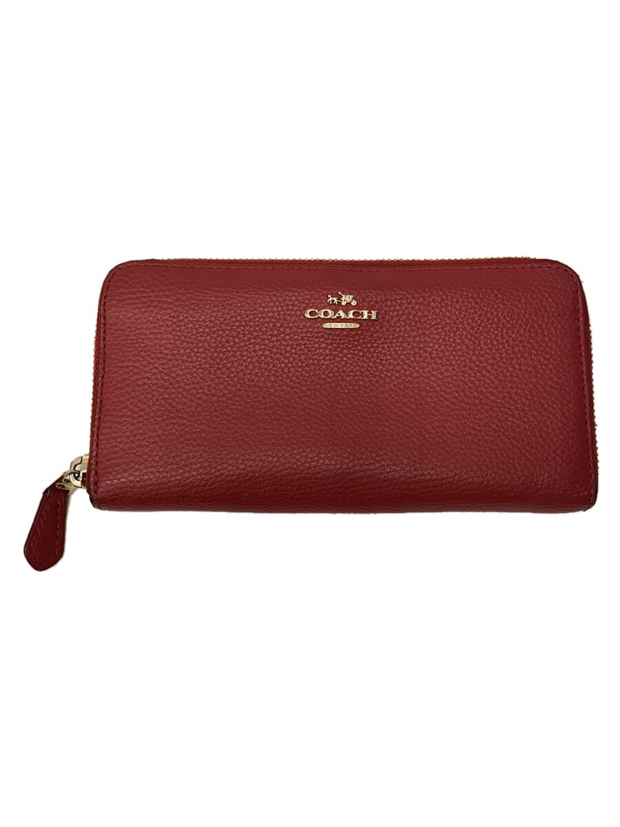 【中古】COACH◆長財布/レザー/RED/無地/レディース/F1792【服飾雑貨他】